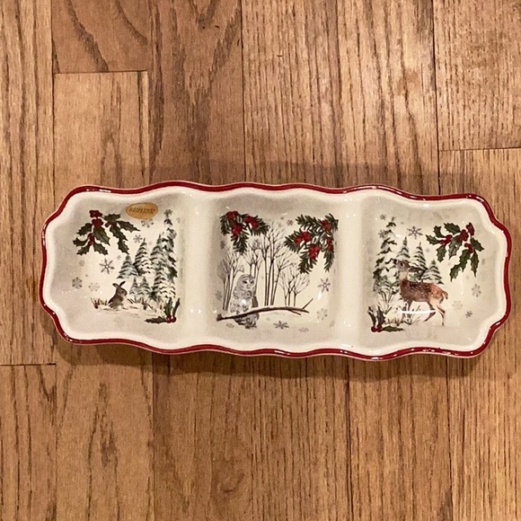 CHRISTMAS dish winter forest 3 section server - Picture 13 of 16